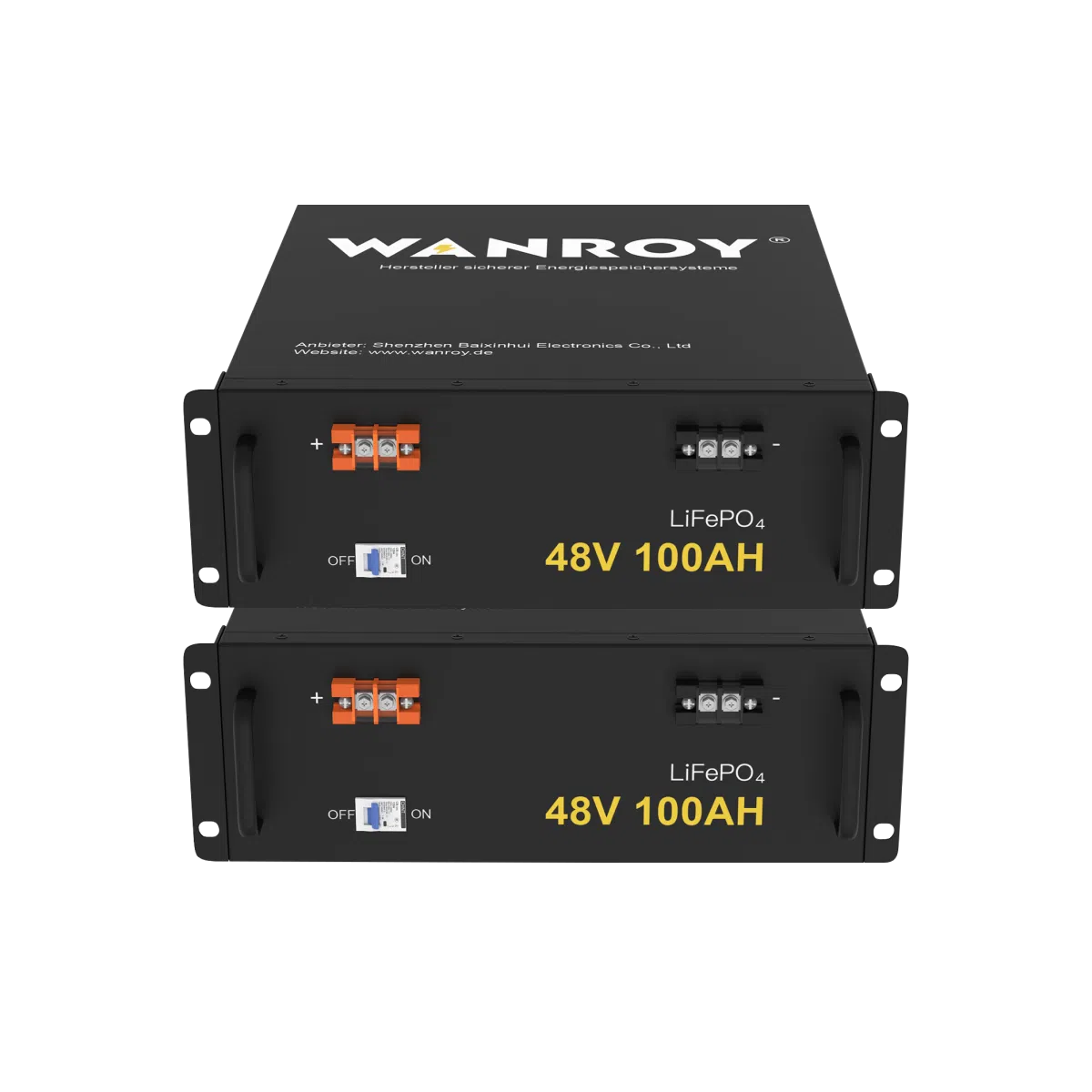 WANROY 2× 48V 100Ah Lithium LiFePO4 Akku mit 100A BMS